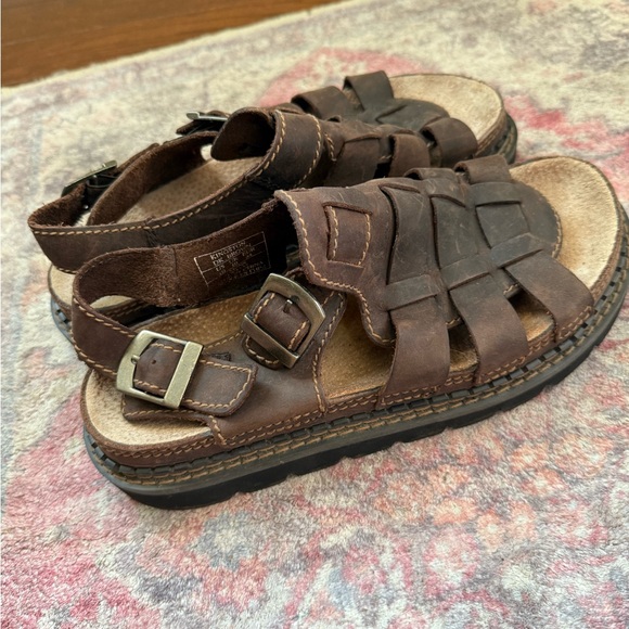 OP Y2K Fisherman Sandal platform chunky Brown leather 90’s Y2K size 10 - Picture 1 of 9